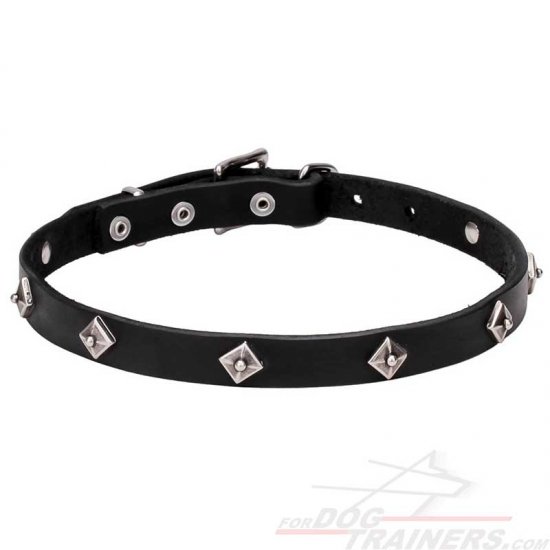 "Cosmic Stars" Narrow Studded Dog Collar Necklace with Chrome Plated Studs - Click Image to Close