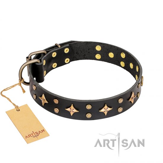 ‘A La Mode’ FDT Artisan Handcrafted Black Leather Dog Collar