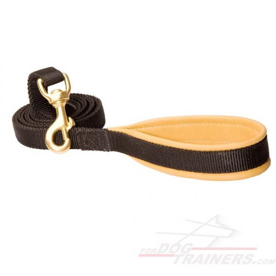 No Rubbing Nylon Dog Leash with Support Leather Material on the Handle