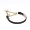 'Golden Charm' 1/2 Inch (12 mm) Martingale Leather Dog Collar with Brass Plated Chain and Nappa Padding