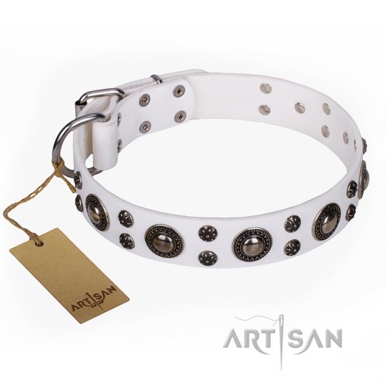 ‘White Jewel’ FDT Artisan Extraordinary Leather Dog Collar