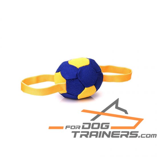 Soccer Ball Design French Linen Dog Bite Tug with Two Handles