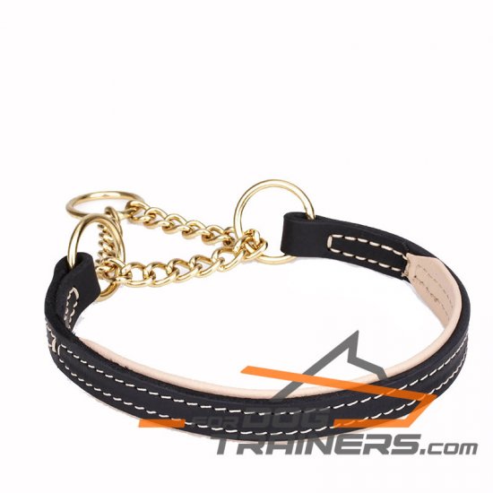 "Smart Device" Nappa Padded Leather Martingale Collar - 1 inch (25 mm) wide