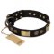 ‘Ancient Egypt’ FDT Artisan Leather Dog Collar with Old Bronze Look Decorations - 1 1/2 inch (40 mm) wide