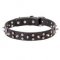 'Star-studded Sky' Leather Dog Collar with Chrome Plated Hardware