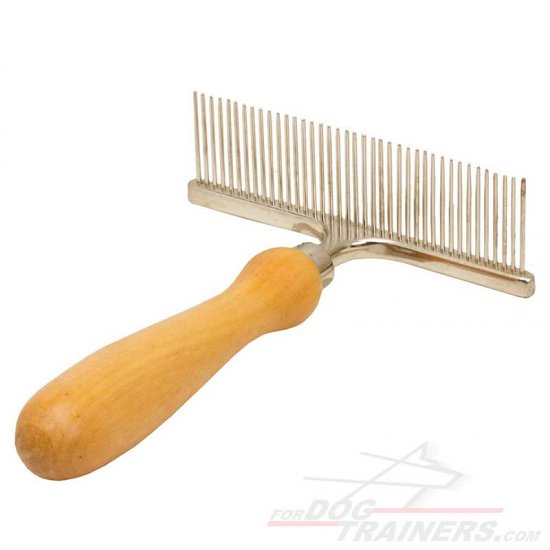 "Hair Designer" Dog Comb with Wooden Handle