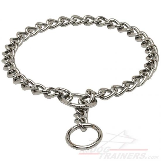 Chrome Plated Choke Dog Collar for Training and Behavior Correction 1/8 inch (3,5 mm)
