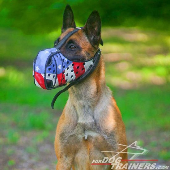 American Pride Handpainted Leather Belgian Malinois Muzzle