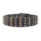 Extra Wide Leather Studded Dog Collar with 4 Columns of Spikes and Half Balls