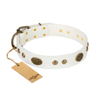 ‘The Snow Queen’ FDT Artisan White Leather Dog Collar with Decorations
