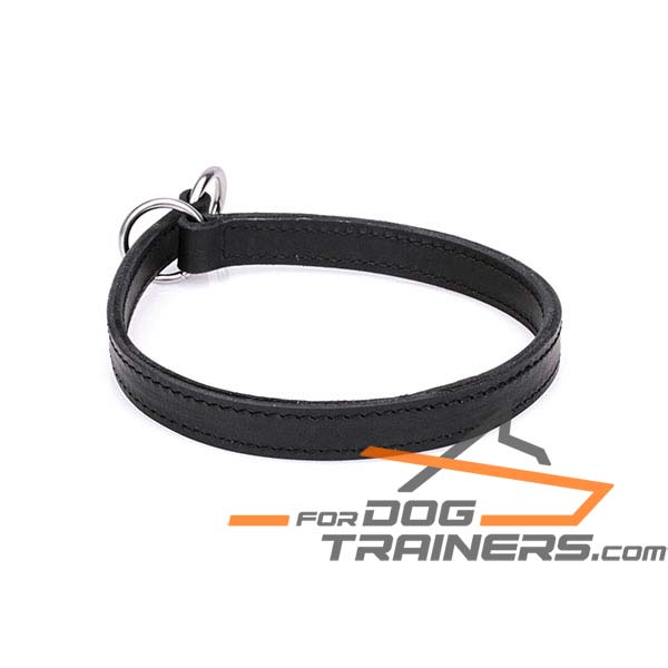 Choke Leather Dog Collar with Stitching