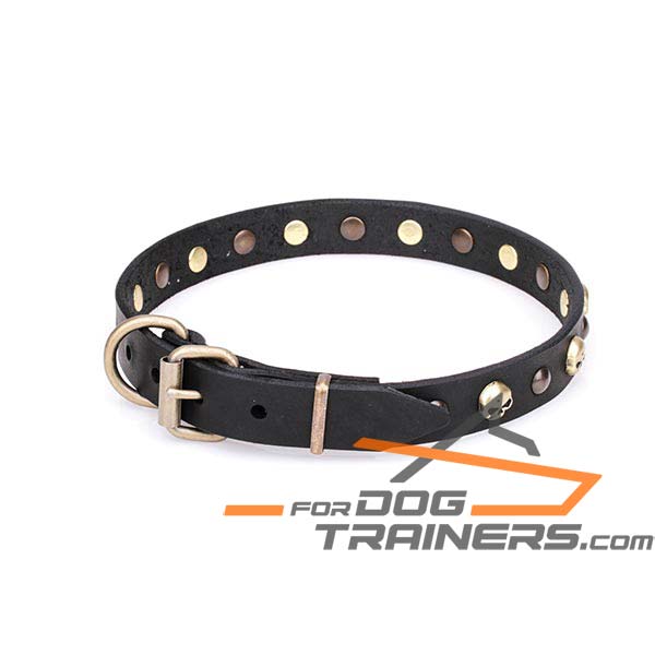 Amazing Design Leather Dog Collar with Durable D-Ring