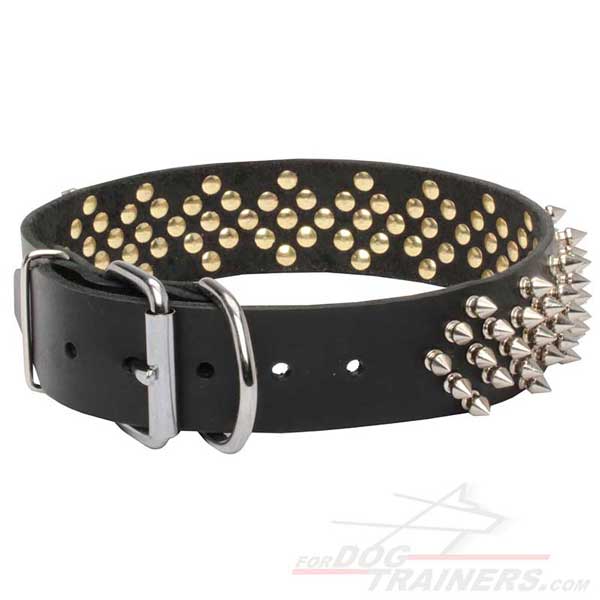 Fashion Leather Dog Collar Rhomb Spiked