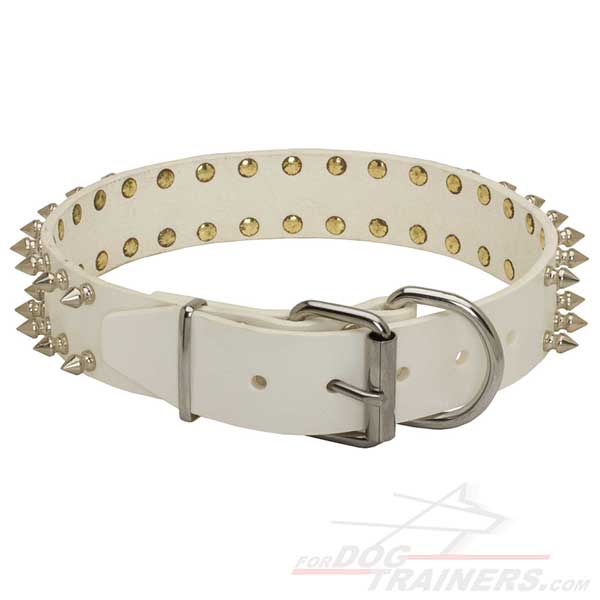 Leather Collar with 2 Rows of Spikes