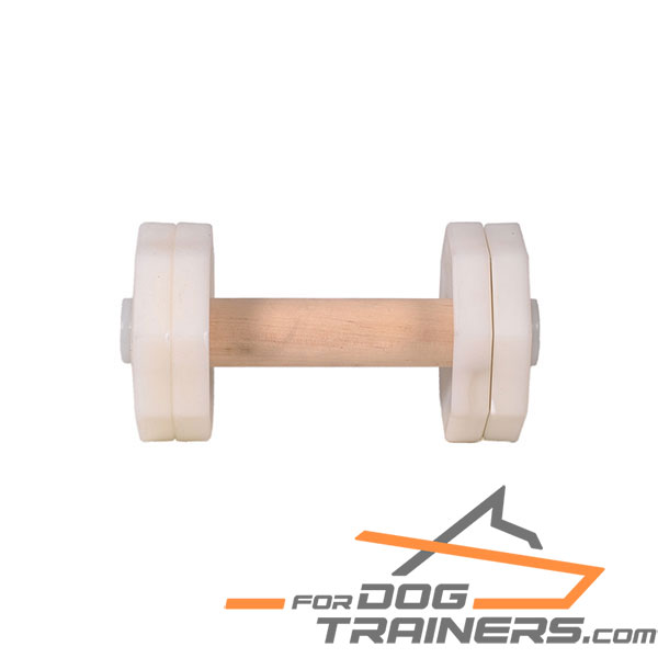 Resistant dog dumbbell with wooden stick