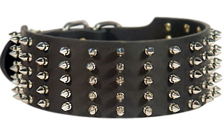 Extra Wide Leather Dog Collar with Spikes for Walking in Style