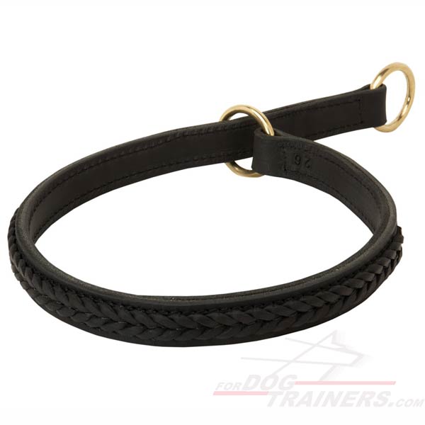 2 Ply Leather Dog Choke Collar for Cane Corso
