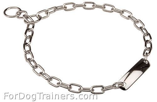 Fur Saver Dog Collar Steel Chromium Plated width 3 mm With Plate - 51521 (02)
