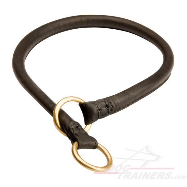 Silent Leather Dog Choke Collar for Successful Training