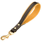 Short Leather Canine Leash with Nappa Padded Stitched Handle